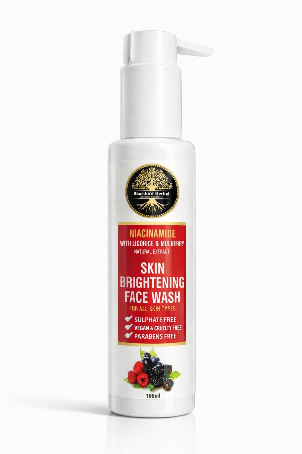 Blackbird Herbal Niacinamide Skin Brightening Face Wash with Licorice & Mulberry Extract