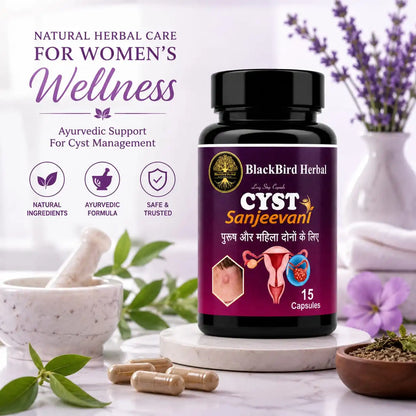 BlackBird Herbal CYST Sanjeevani – Ayurvedic PCOS & Hormonal Wellness Capsules