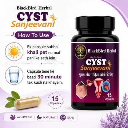 BlackBird Herbal CYST Sanjeevani – Ayurvedic PCOS & Hormonal Wellness Capsules