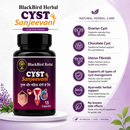 BlackBird Herbal CYST Sanjeevani – Ayurvedic PCOS & Hormonal Wellness Capsules